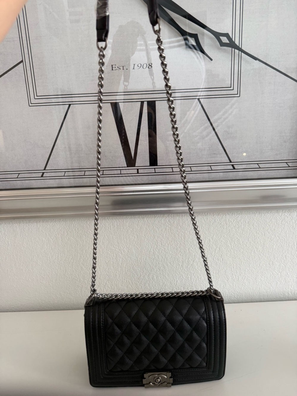 Designer Quilted Leather Shoulder Bag - Black C hanel like - Picture 2 of 10